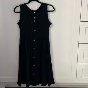 Black Midi Summer Dress, Size M